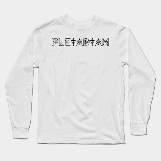 Pleiadian Starseed In Ancient Sacred Geometry Text Long Sleeve T-Shirt by BamBam